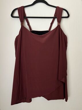 Miraclesuit Dazzle Tankini Top Size 18 Brown Underwire Adjustable Strap Slimming